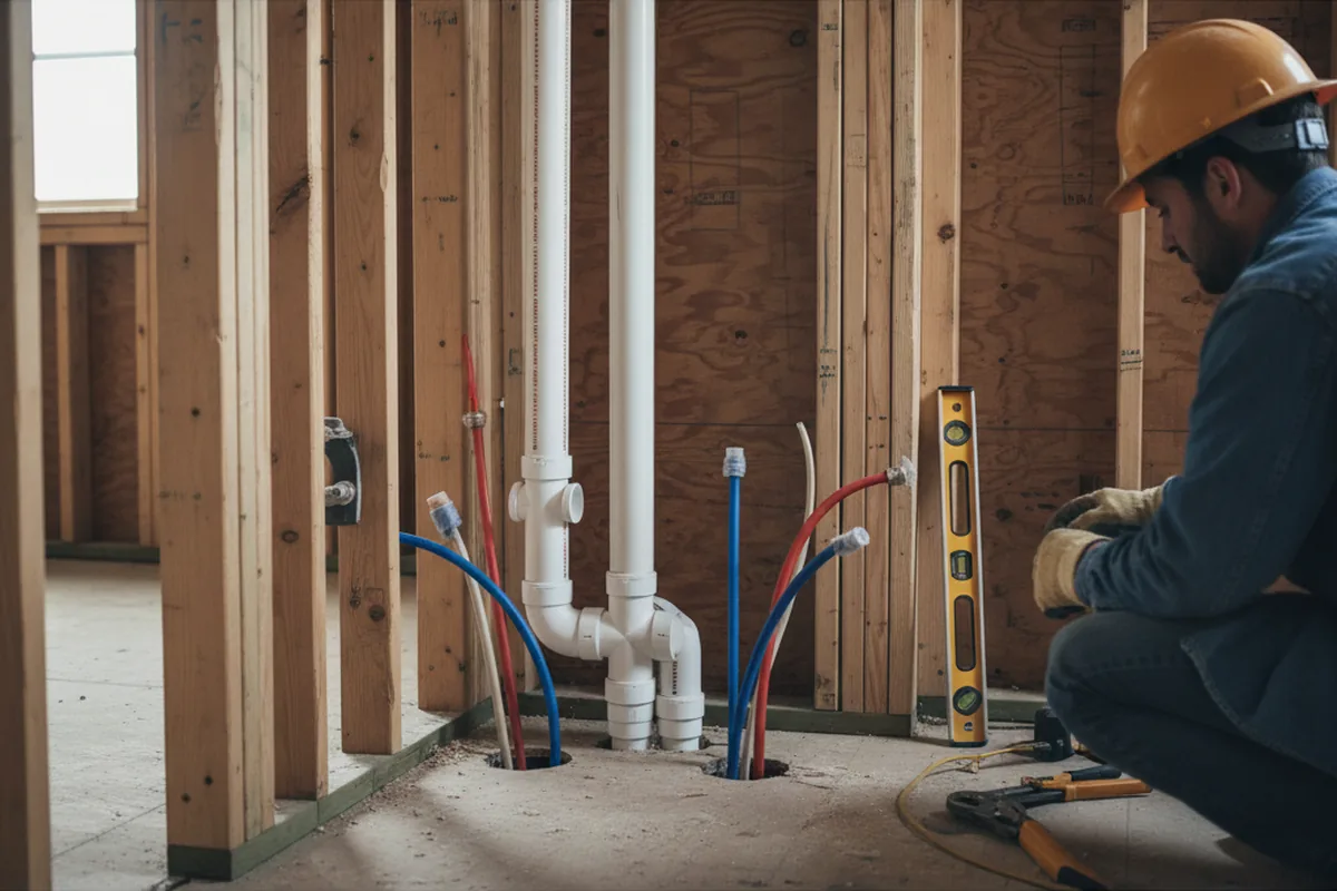 Drain and supply rough-in during Leak Detection in Terril